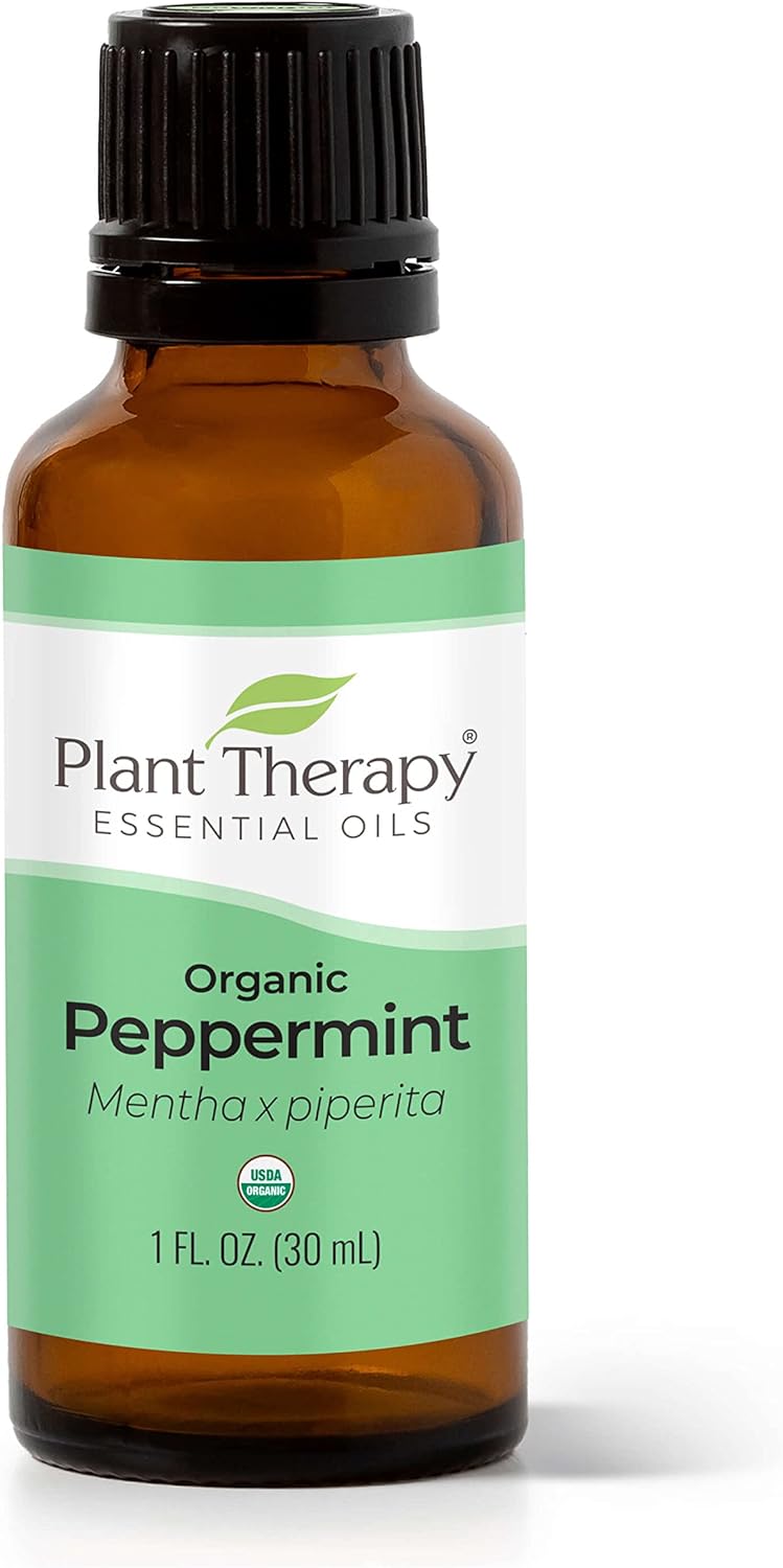Plant Therapy Organic Peppermint Essential Oil 100% Pure, Usda Certified Organic, Undiluted, Natural Aromatherapy, For Diffusion, Skin, Hair, Therapeutic Grade 30 Ml (1 Oz)