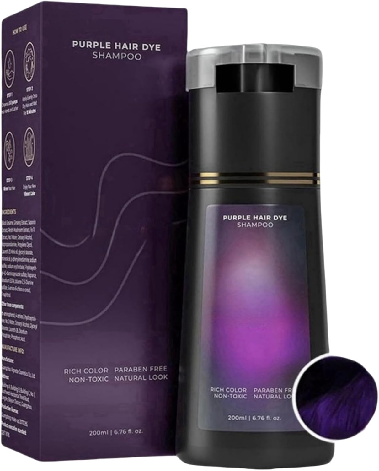 Instant Colour Shampoo,Hair Color Shampoo,Hair Dye Shamp/Oo 3 In 1,Gentle Formula For Gray Ha/Ir Coverage,Easy To Use,Plant-Based Instant Dye,Long-Lasting,Herbal Ingredients,Quick And Easy,Purple