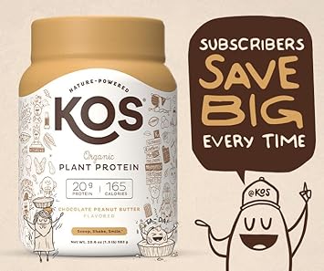 KOS Organic Plant Based Protein Powder, Chocolate Peanut Butter - Delicious Vegan Protein Powder - Keto Friendly, Gluten Free, Dairy Free & Soy Free - 15 Servings : Grocery & Gourmet Food