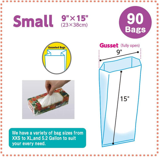 Bos Amazing Odor Sealing Disposable Bags For Diapers, Ostomy Bags Or Any Sanitary Product Disposal -Durable And Unscented (90 Bags) [Size: S, Color: White]