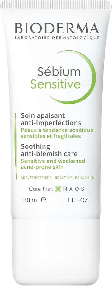 Bioderma Sébium Sensitive - Soothing Moisturiser For Acne Prone Skin, Face Cream Rhydrates Skin, Eliminates Spots & Reduces Redness, 30Ml