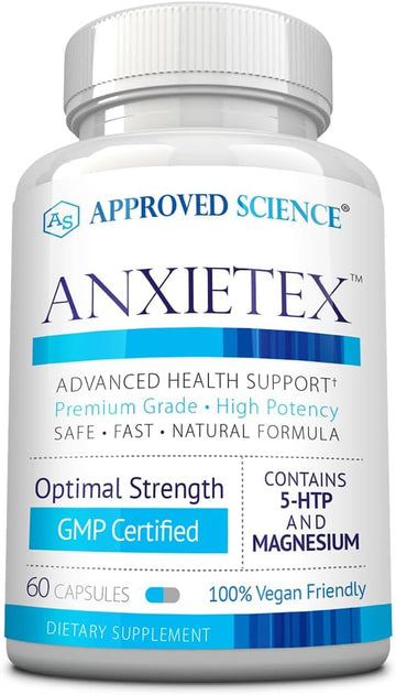 Approved Science Anxietex - Calm and Relaxation - L-Theanine and Magnesium - 60 Capsules - Vegan Friendly - 1 Month Supply