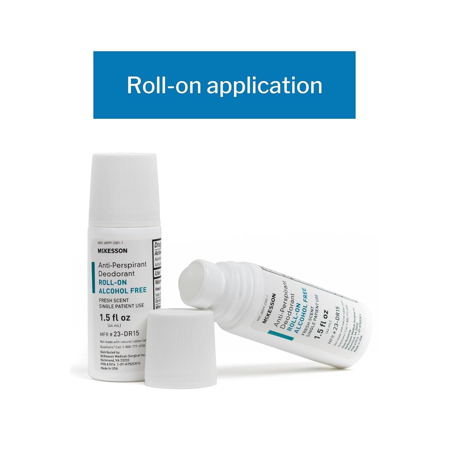 McKesson Antiperspirant Deodorant Roll-On, Alcohol-Free, Fresh Scent, Single Patient Use, 1.5 fl oz, 1 Count