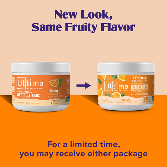 Ultima Replenisher Daily Electrolyte Drink Mix – Orange, 30 Servings – Hydration Powder With 6 Key Electrolytes & Trace Minerals – Keto Friendly, Vegan, Non- Gmo & Sugar-Free Electrolyte Powder