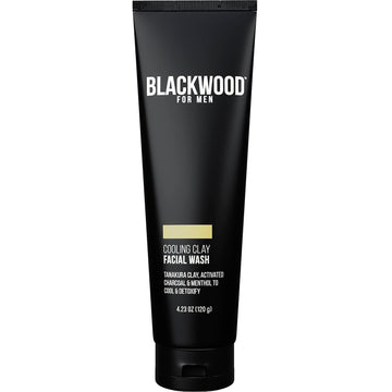 Blackwood For Men Cooling Clay Face Wash - Activated Charcoal, Menthol, & Tanakura Clay Cleanser & Mask For Deep Cleansing & Acne Treatment - Sulfate Free, Paraben Free, & Cruelty Free (4.23 Oz)