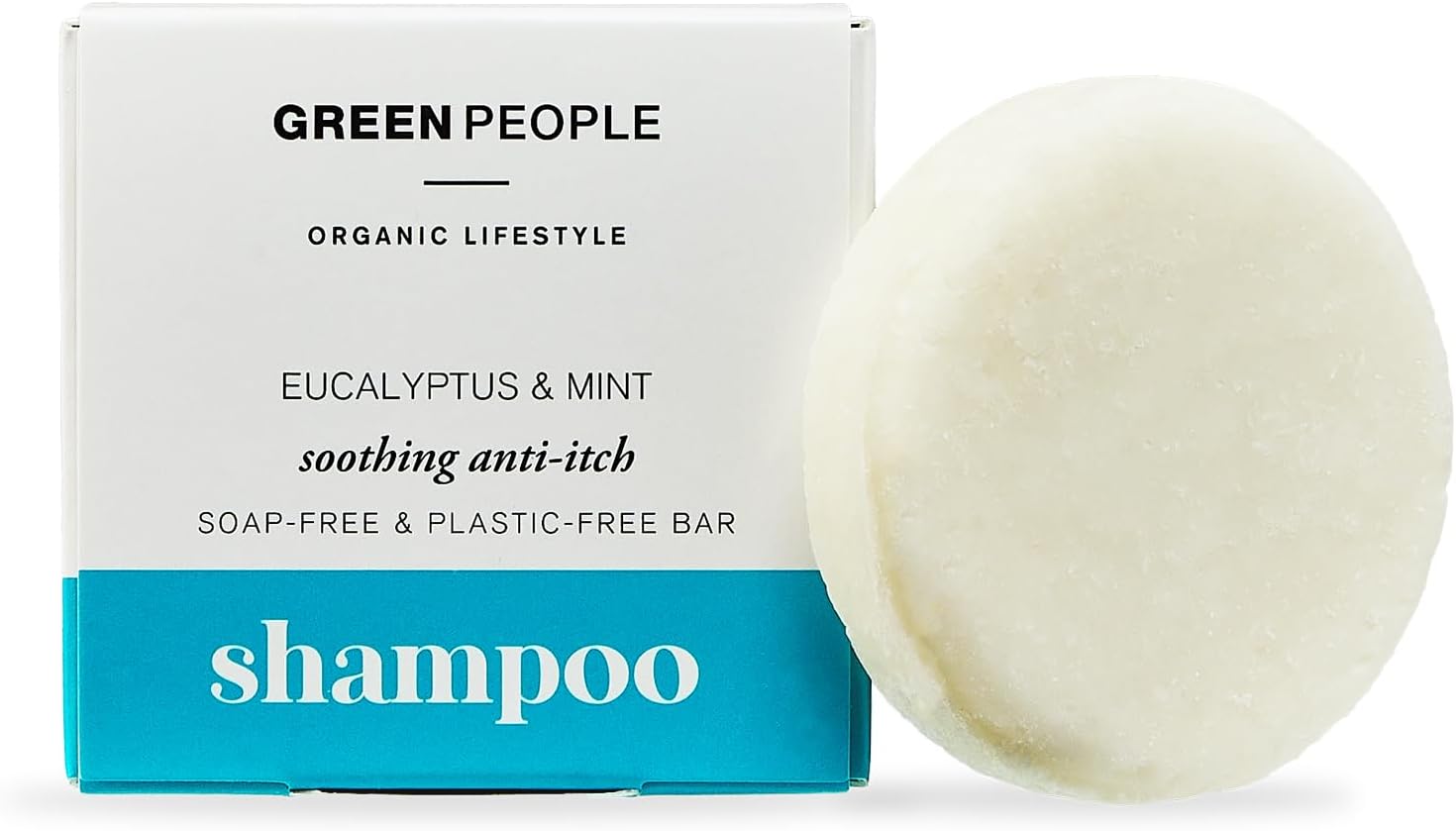 Green People Eucalyptus & Mint Shampoo Bar - Natural & Organic Anti-Itch Shampoo - Soothe Itchy Scalp - Vegan, Organic & Cruelty Free, 50G