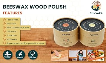 Organic Beeswax Furniture Polish 100% Natural Ingredients Made in USA Bees Wax Furniture Polish Food Grade Beeswax Wood Polish Paste Wax (Natural)