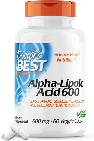 Doctor'S Best Alpha-Lipoic Acid 600, Helps Support Glucose Metabolism And Regenerate Antioxidants* Non-Gmo, Gluten Free, Vegan, Soy Free, 60 Veggie Caps