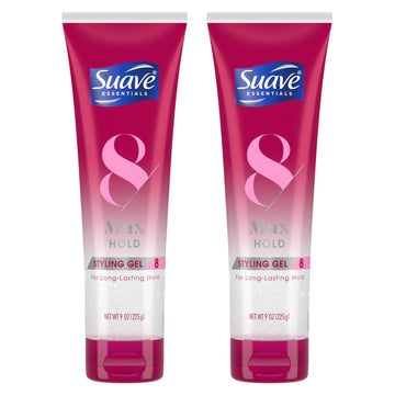 Suave Essentials Styling Gel, Max Hold 8 Sculpting – Edge Control Gel, Curly Hair Gel, Strong Hold, Anti-Frizz Hair Products, Alcohol-Free, Scented, 9 Oz (Pack Of 2)