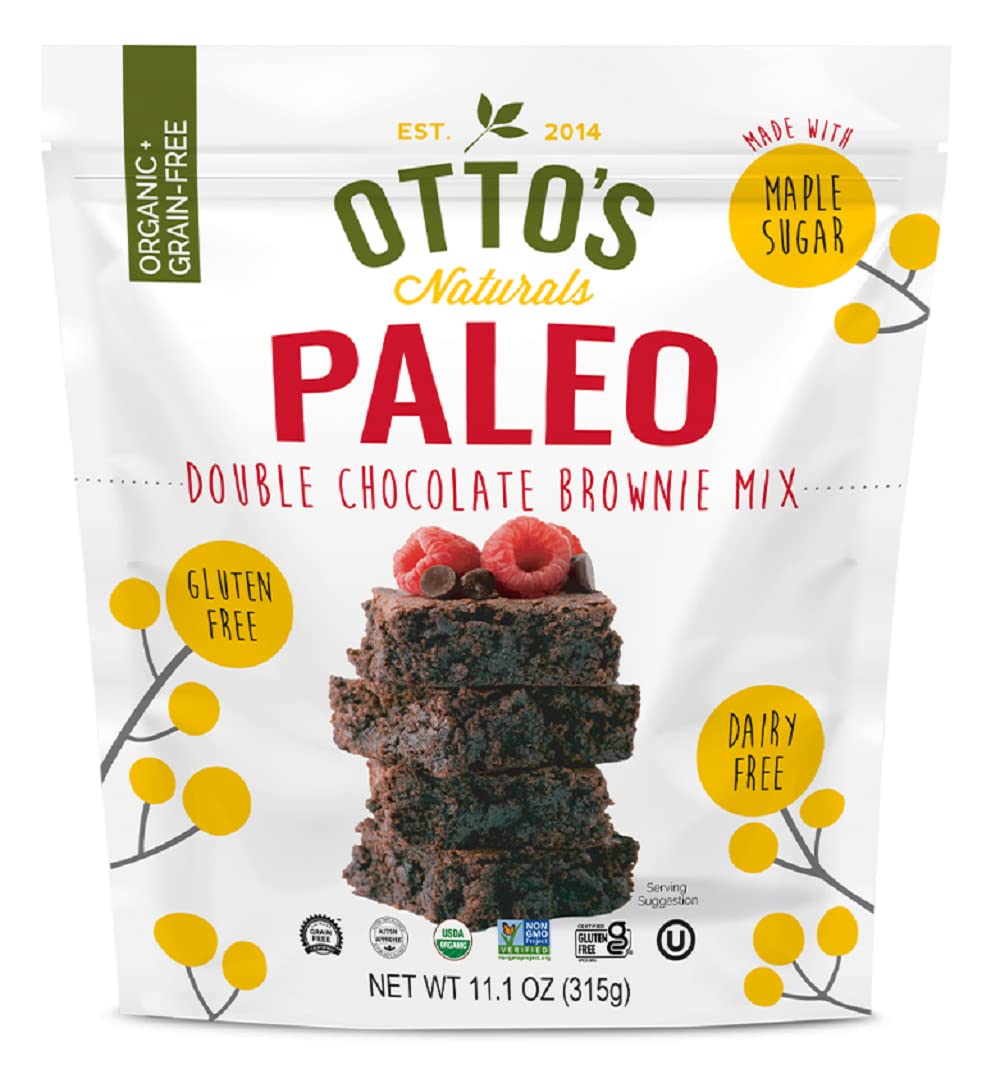 Otto's Naturals Paleo Double Chocolate Brownie Mix - Organic, Gluten-Free, Nut Free, Non-GMO Verified, Made with Organic Cassava Flour - 11.1 Ounce Bag (Paleo Brownie Single)