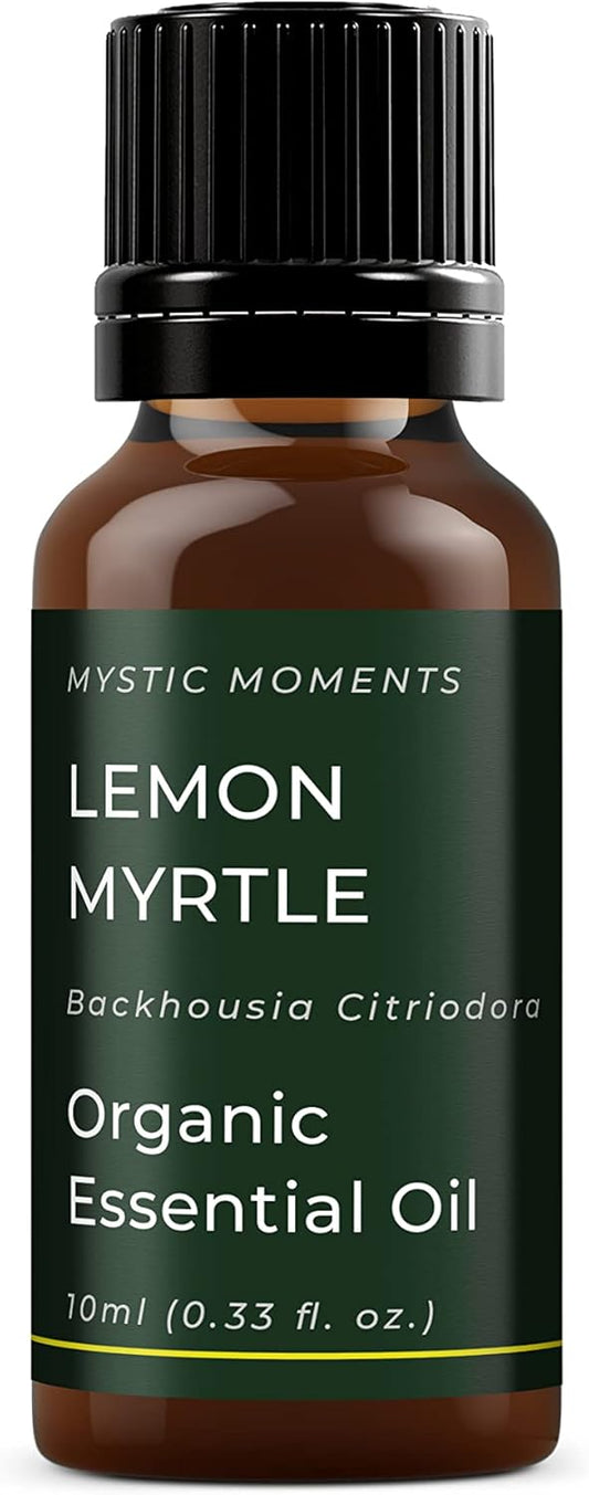 Mystic Moments | Organic Lemon Myrtle Essential Oil 10ml - Pure & Natural oil for Diffusers, Aromatherapy & Massage Blends Vegan GMO Free