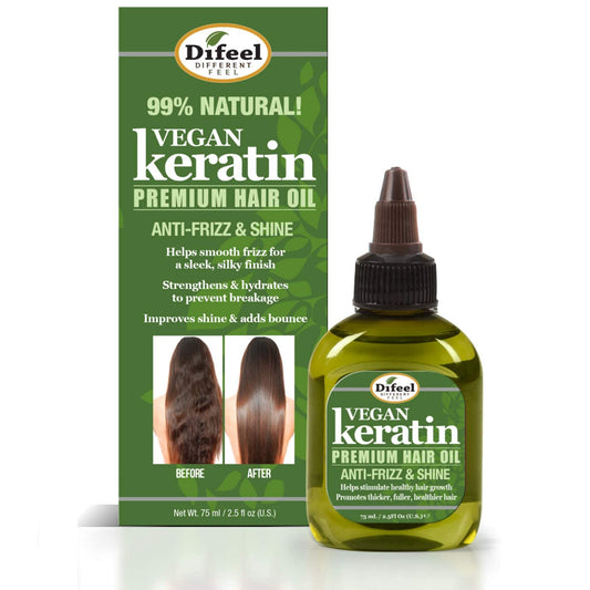 Difeel Vegan Keratin Premium Hair Oil - Anti Frizz & Shine 2.5 Oz