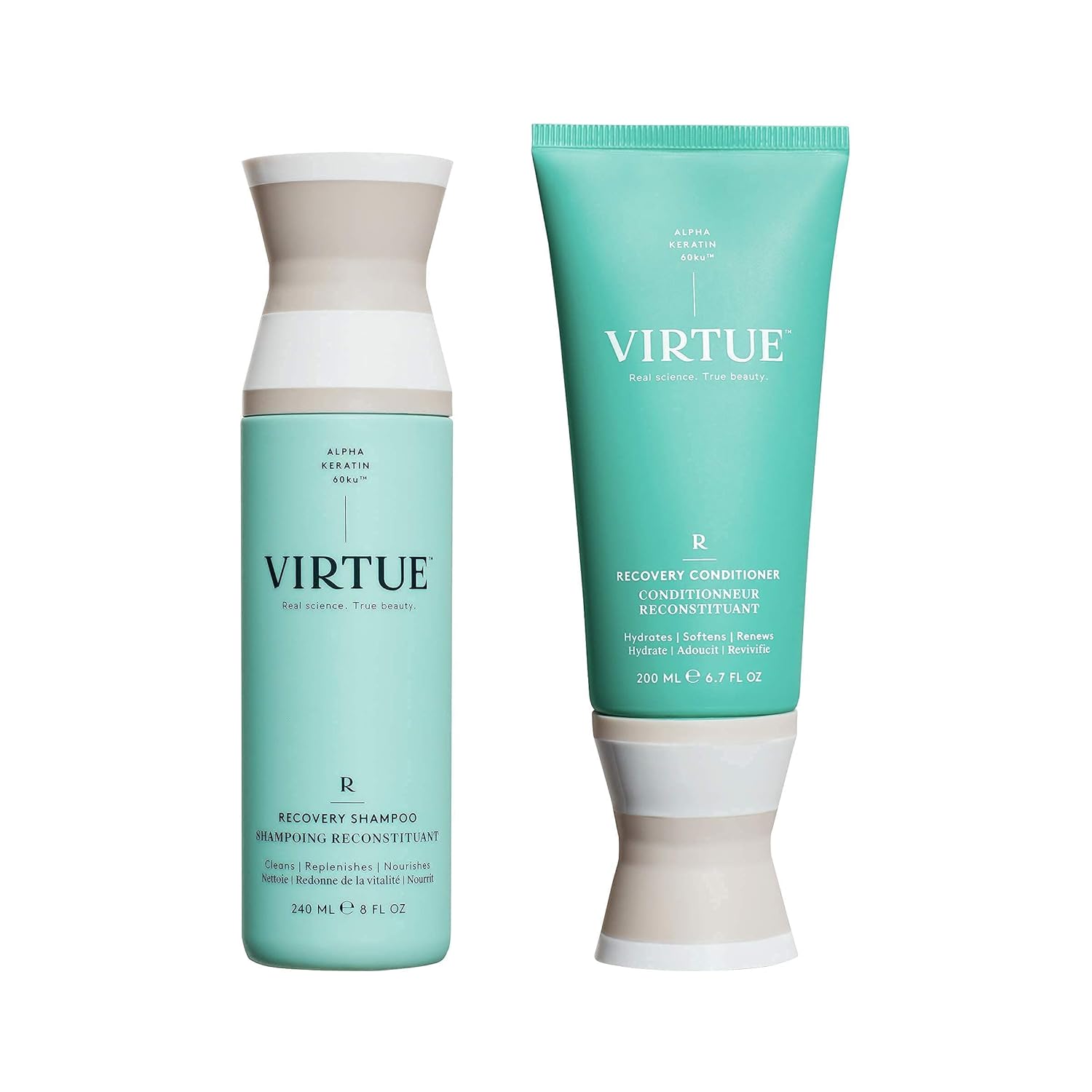 Virtue Recovery Sulfate Free Shampoo And Conditioner Set With Keratin Hydrates, Softens, And Renews Damaged Hair, Color Safe