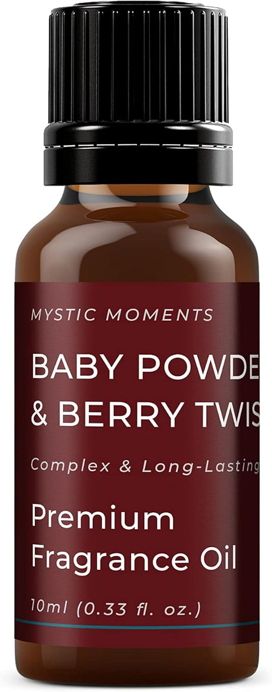 Mystic Moments | Baby Powder & Berry Twist Fragrance Oil - 10ml - Perfect for Soaps, Candles, Bath Bombs, Oil Burners, Diffusers and Skin & Hair Care Items