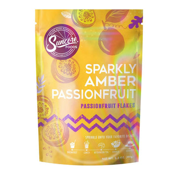 Suncore Foods Sparkling Passionfruit Flakes, Golden Yellow Food Flakes, Gluten-Free, Non-GMO, 3.5oz (1 Pack)