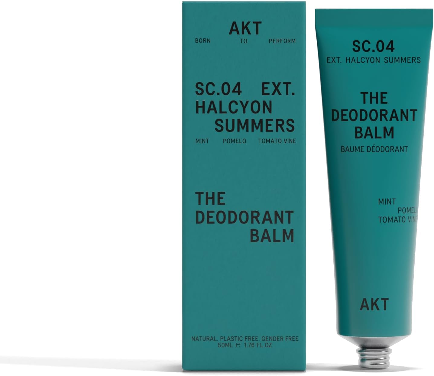 Akt, The Deodorant Balm. Award Winning, Multi-Use, Natural Deodorant. Plastic Free. Gender Free. Aluminium Free. 100% Effective — 1 Tube Lasts Up To 3 Months. Sc.04 Halcyon Summers. 50Ml