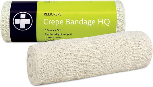 Reliance Medical Relicrepe Crepe Bandage HQ - Washable and Stretchable, Suitable for Treating Sprains, Strains and Minor Aches, 15 cm x 4 m, Pack of 10 : Amazon.co.uk: Health & Personal Care