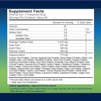 Miracles Of Health Pura Cleanse Ii Super Herb & Fiber Detox Drink - Daily Cleanse For The Colon, Lungs, Skin, And Kidneys - Made With 34 Ingredients, Soluable And Insoluable Fiber - 45 Day Supply : Health & Household
