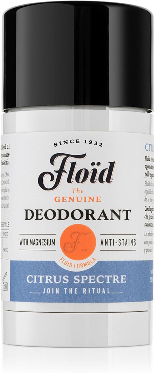 Floid Citrus Spectre Deodorant (75Ml), Deodorant For Men With Magnesium Salts For High Absorbency And Lasting Freshness, Body Skin Care With Anti-Stain Formula