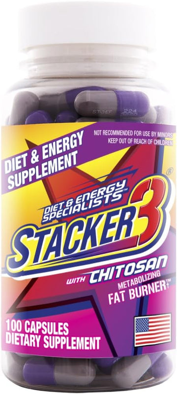 Stacker 3 Metabolizing Fat Burner With Chitosan, Capsules, 100Count Bottle