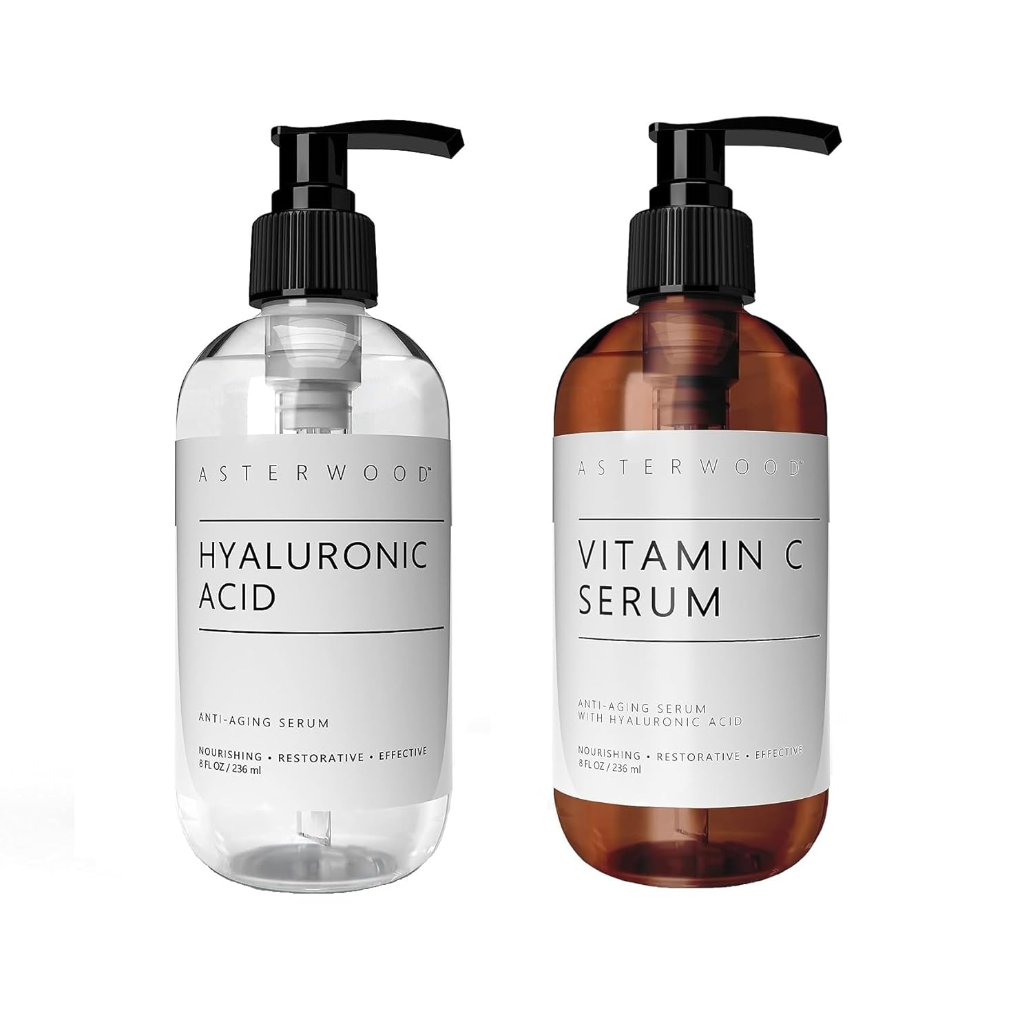 ASTERWOOD NATURALS Hyaluronic Acid Serum for Face and Vitamin C Facial Serum 8 oz : Beauty & Personal Care