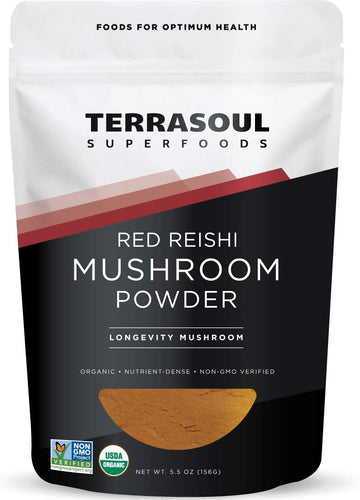 Terrasoul Superfoods Organic Reishi Mushroom Powder (4:1 Extract), 5.5 Oz, Immune Support, Stress Relief, Better Sleep, Embrace The Power Of Adaptogenic Mushrooms