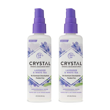 CRYSTAL™ Mineral Deodorant Spray- Body Deodorant With 24-Hour Odor Protection, Lavender & White Tea Spray, Non-Staining, Aluminum Chloride & Paraben Free, 4 FL OZ - Pack of 2