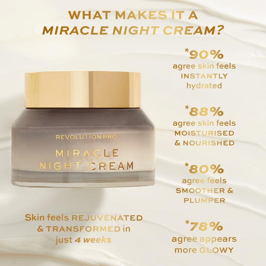 Revolution Pro Miracle Night Cream, Smoother, Plumper & Younger-Looking Skin, Restore Skin Overnight, 50Ml