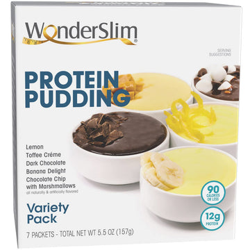 Wonderslim Protein Pudding Mix, Variety Pack, 12G Protein, Gluten Free (7Ct)