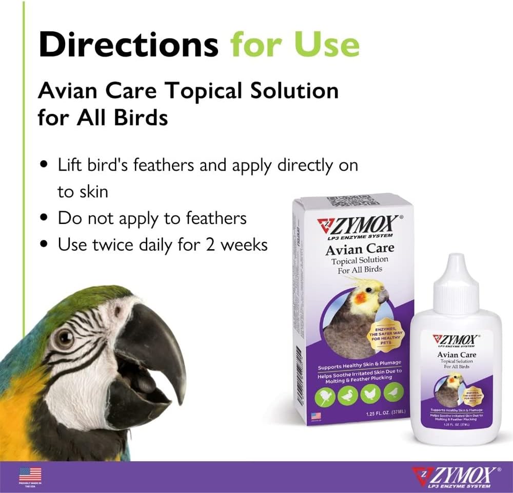 ZYMOX Avian Care Topical Solution w/o Hydrocortisone - 1.25 oz : Health & Household