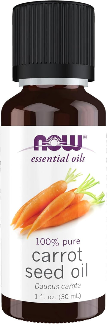 Now Essential Oils, Carrot Seed Oil, Grounding Aromatherapy Scent, Steam Distilled, 100% Pure, Vegan, Child Resistant Cap, 1-Ounce