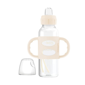 Dr. Brown'S Milestones Narrow Sippy Spout Bottle With 100% Silicone Handles, Easy-Grip Handles With Soft Sippy Spout, 8Oz/250Ml, Ecru, 1-Pack, 6M+