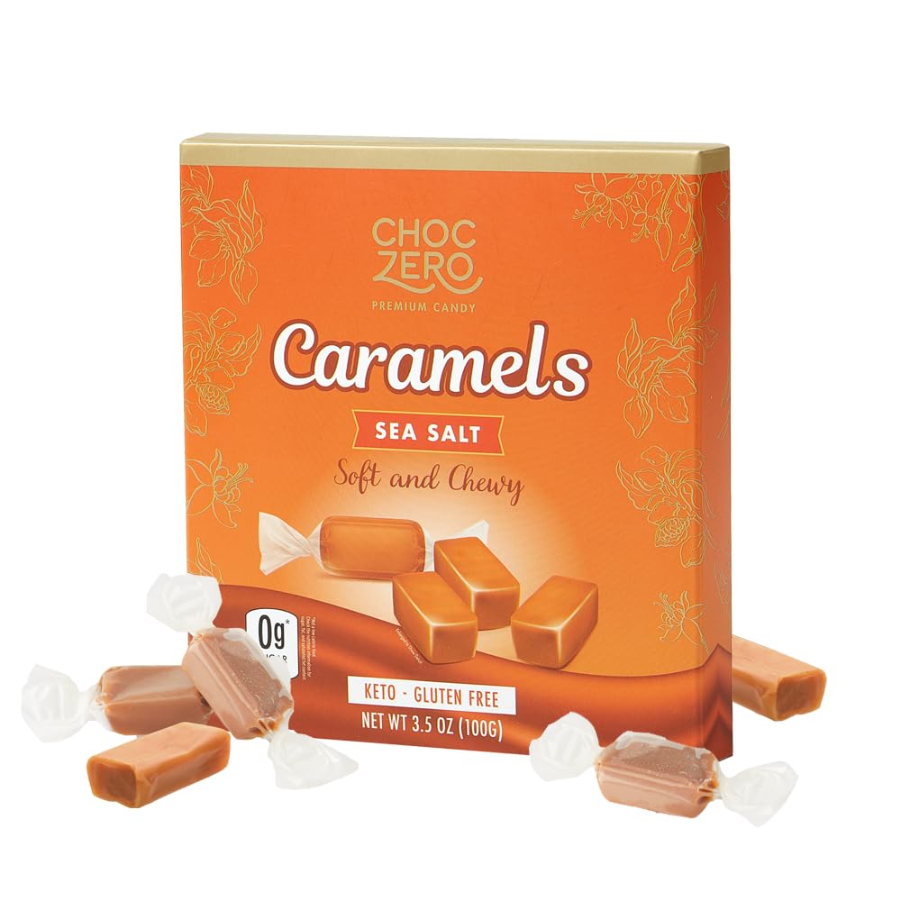 Choczero Sugar Free Caramels - Keto Candy - All Natural, Soft And Chewy - Low Carb Snack (3.5Oz Box)