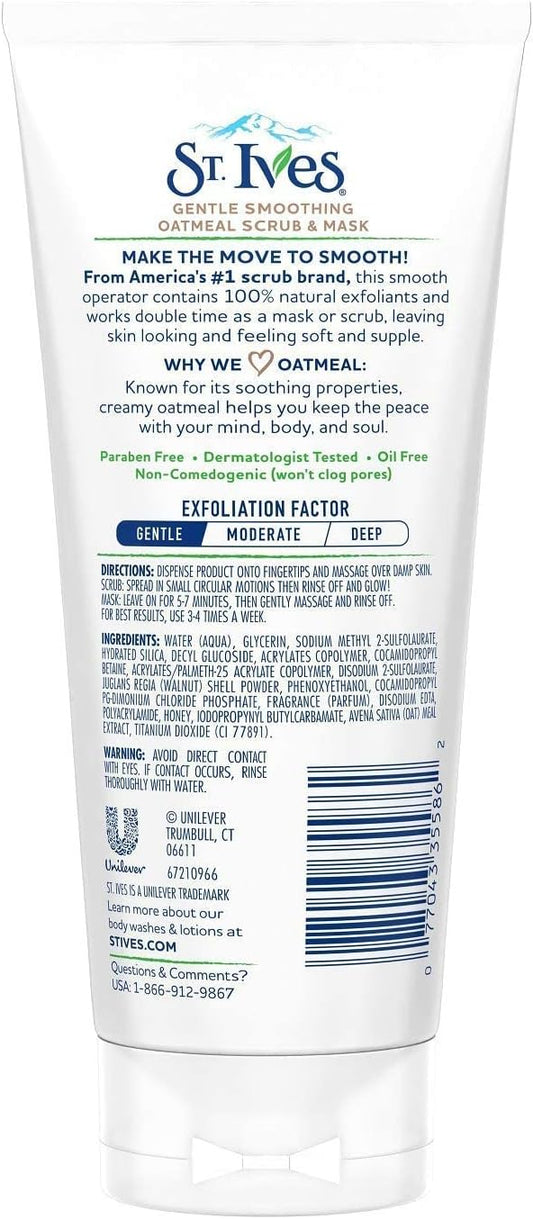 St Ives Facial Scrub Oatm Size 6.0Z St Ives Facial Scrub Oatmeal 6.0Z : Beauty & Personal Care