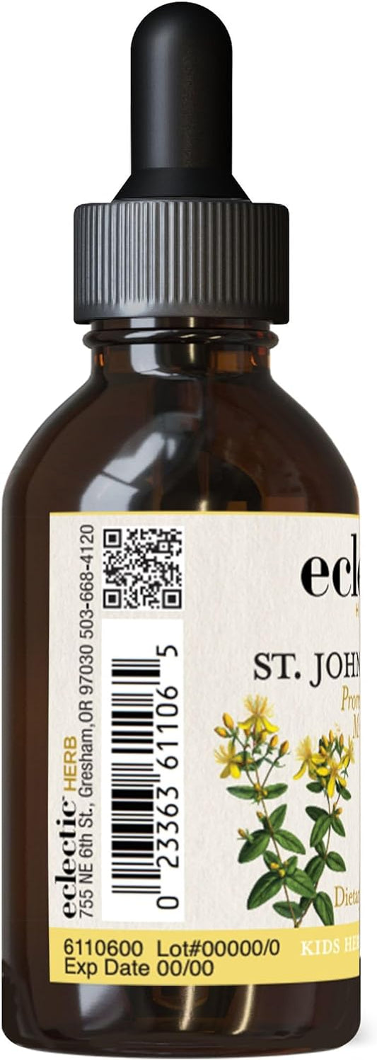 ECLECTIC INSTITUTE Kids Herbs - St. John's Wort, Black Cherry Flavor | Herbal Health Supplement, Promotes a Positive Mood | 1 fl oz (30 ml)