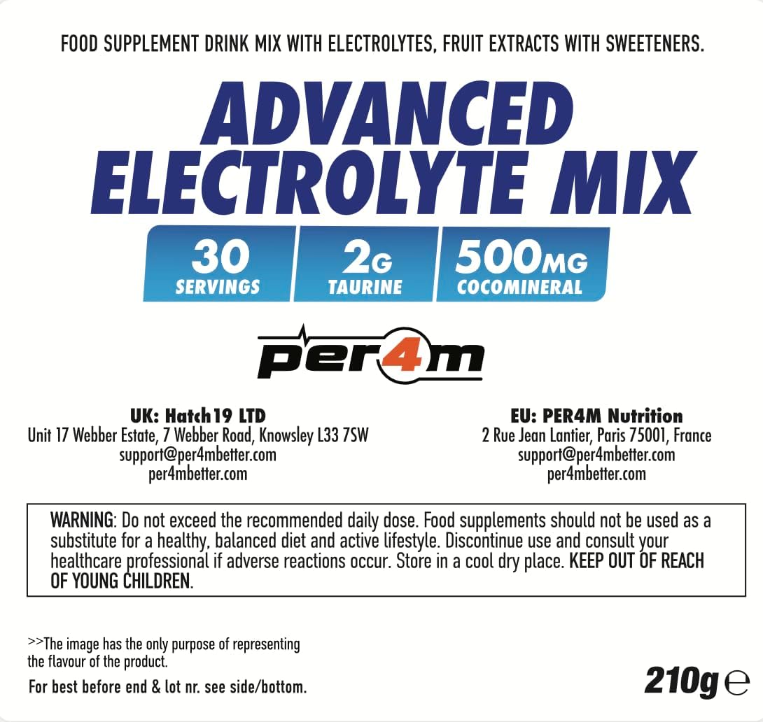 Per4m Hydrate Electrolyte Mix Powder | 500mg Cocomineral | Replenish Essential Electrolytes | Aiding Muscle Function, Cardiovascular Health, Neurological Support (Strawberry Blackcurrant, 210g) : Amazon.co.uk: Health & Personal Care