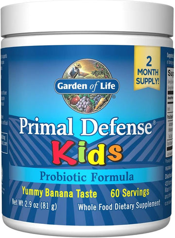 Garden Of Life Whole Food Primal Defense Hso Probiotic Formula Kids Dietary Supplement Vegetarian Powder, Banana, 2.