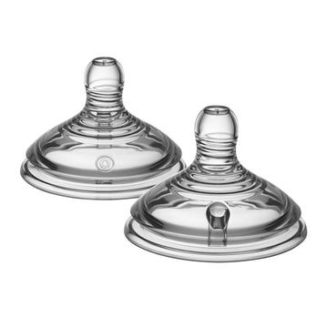 Tommee Tippee Closer To Nature Baby Bottle Nipples, Breast-Like, Anti-Colic Valve, Soft Silicone, Fast Flow, 3M+, 2 Count