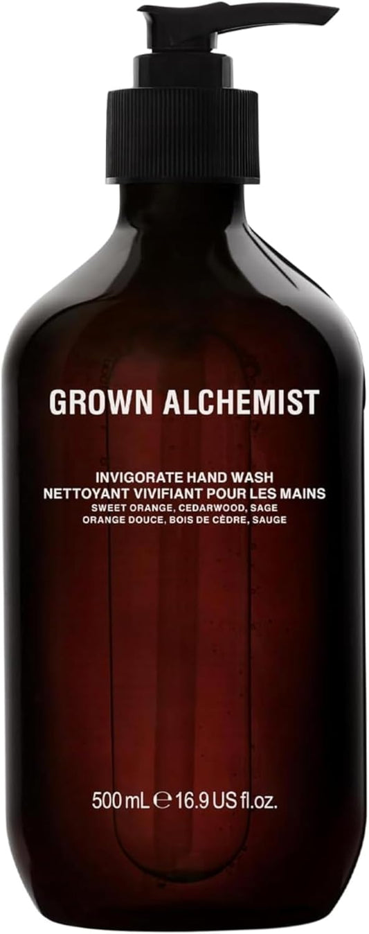Grown Alchemist Invigorate Luxury Hand Wash - Orange, Cedarwood, Sage, Organic Hand Soap - Natural Vegan Bioactive Botanicals For Sensitive Skin, Moisturising, Hydrating - Liquid Gel Handwash