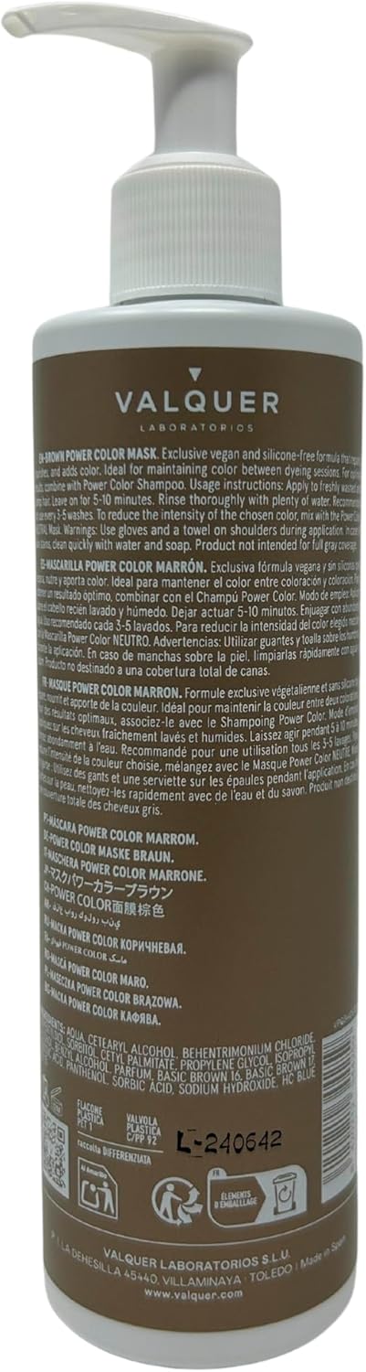 V?quer Professional Power Colour Dyed Hair Mask - Vegan and Sulfate- (Brown Hair) - Hair Colour Booster - 275ml : Amazon.co.uk: Beauty