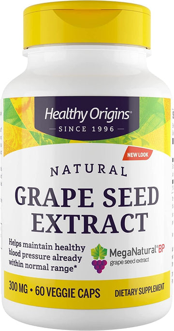 Healthy Origins MegaNatural BP-Grape Seed Extract, 300 mg - Blood Flow Support - Premium Grapeseed Extract Capsules - Non-GMO & Gluten-Free Supplement - 60 Veggie Capsules