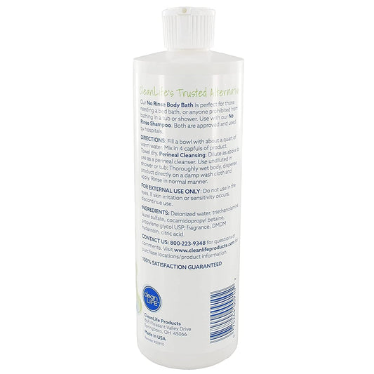 No-Rinse Body Bath, Concentrated Liquid, Lightly Scented, 16 Oz. Bottle, 1 Count
