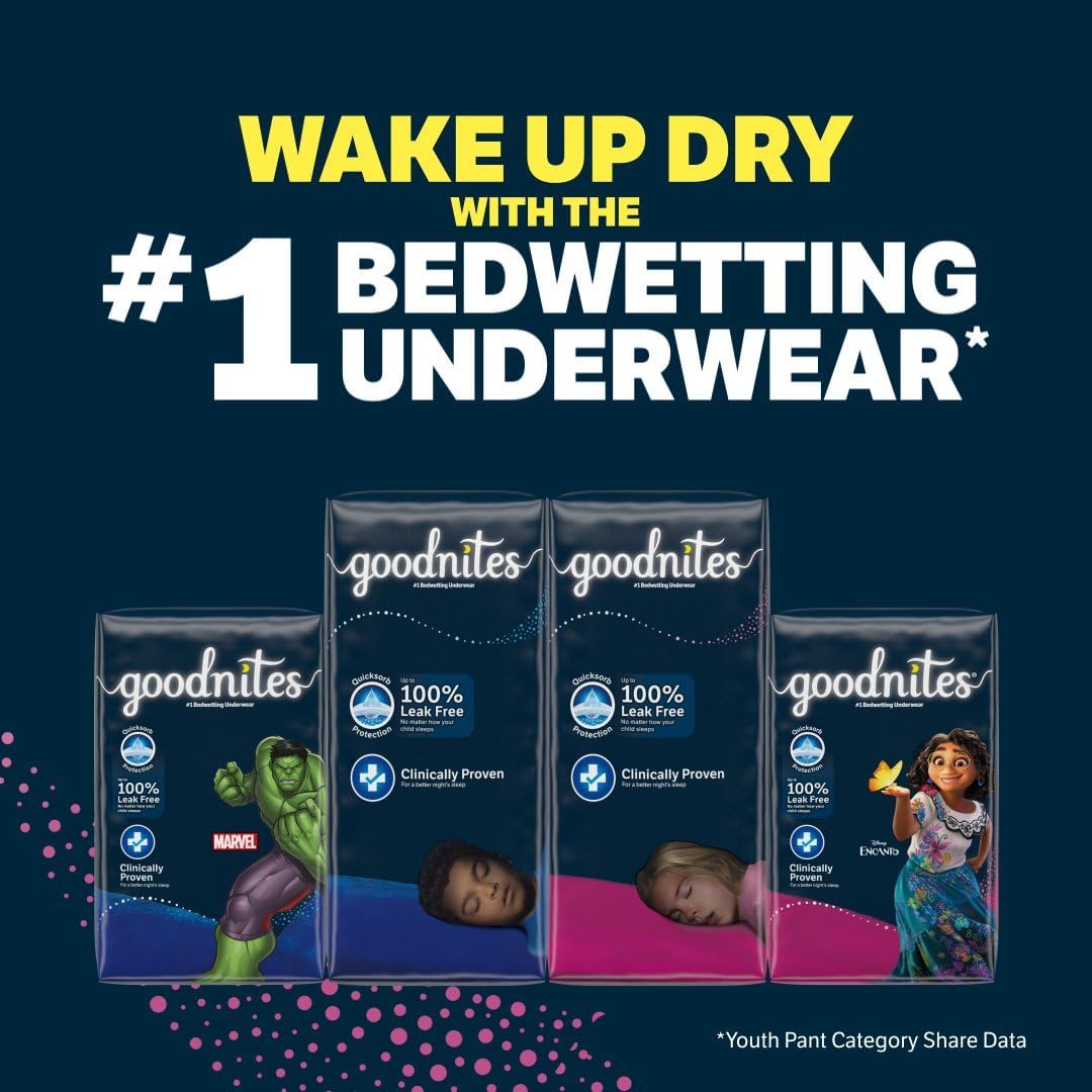 Goodnites Girls' Nighttime Bedwetting Underwear, Size Extra Large (95-140+ lbs), 28 Ct (2 Packs of 14), Packaging May Vary