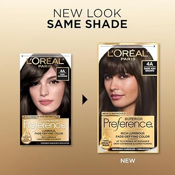 L'Oreal Paris Superior Preference Fade-Defying + Shine Permanent Hair Color, 4A Dark Ash Brown, Pack Of 1, Hair Dye