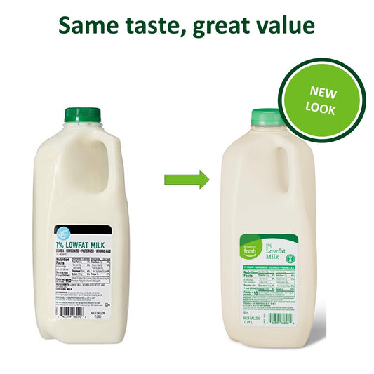 Amazon Fresh, 1% Low Fat Milk, Half Gallon, 64 Fl Oz (Previously Happy Belly, Packaging May Vary)