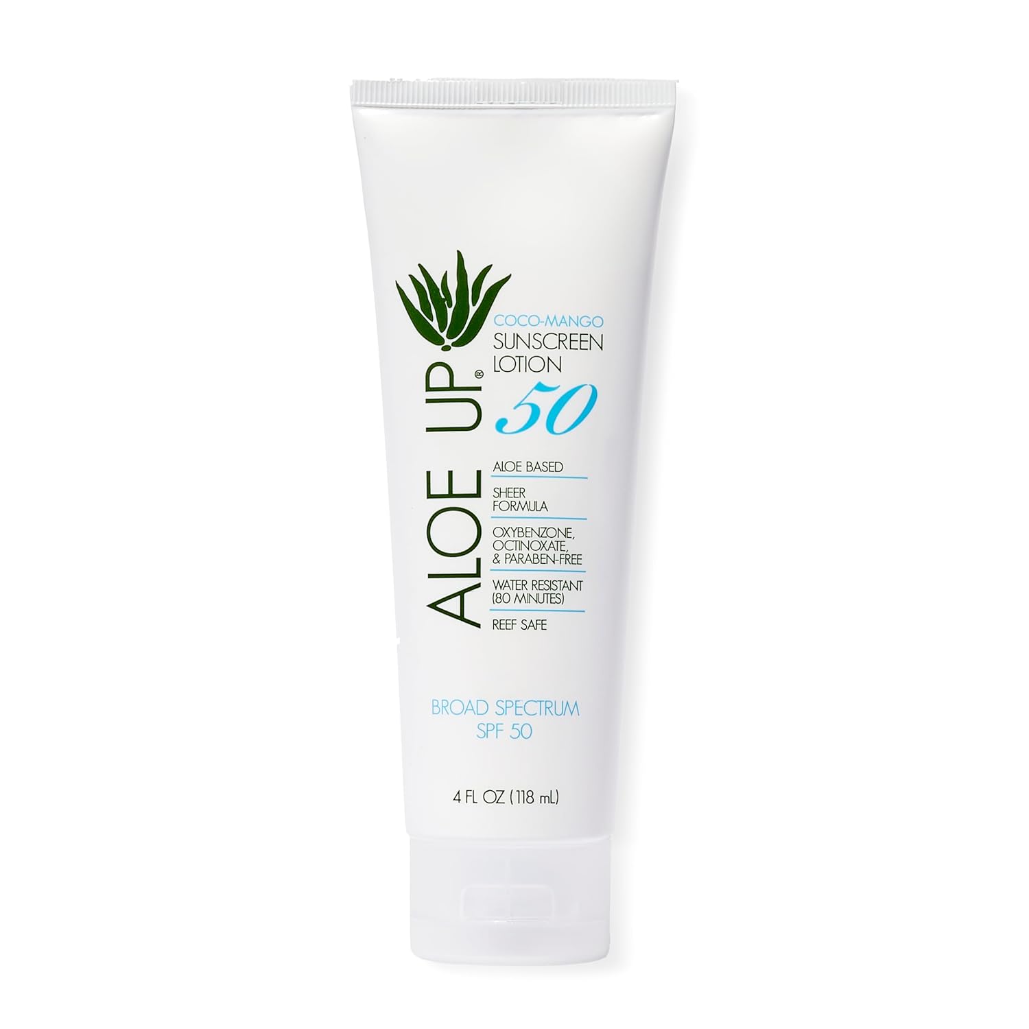 Aloe Up Spf 50 Sunscreen For Sensitive Skin - Broad Spectrum Face And Body Sunblock With Aloe Vera - Reef-Safe, Hydrating Coco-Mango Fragrance, 4 Oz