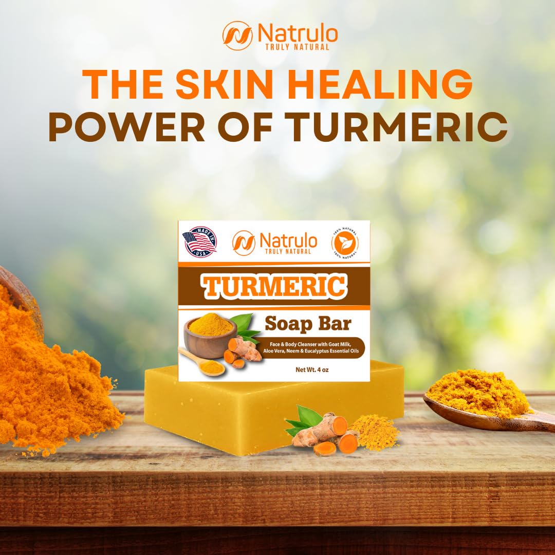 Turmeric Soap Bar For Face & Body – Natural Turmeric Skin Brightening Soap For Dark Spots, Intimate Areas, Underarms – Turmeric Face Wash Reduces Acne, Scars & Cleanses Skin – Made In Usa