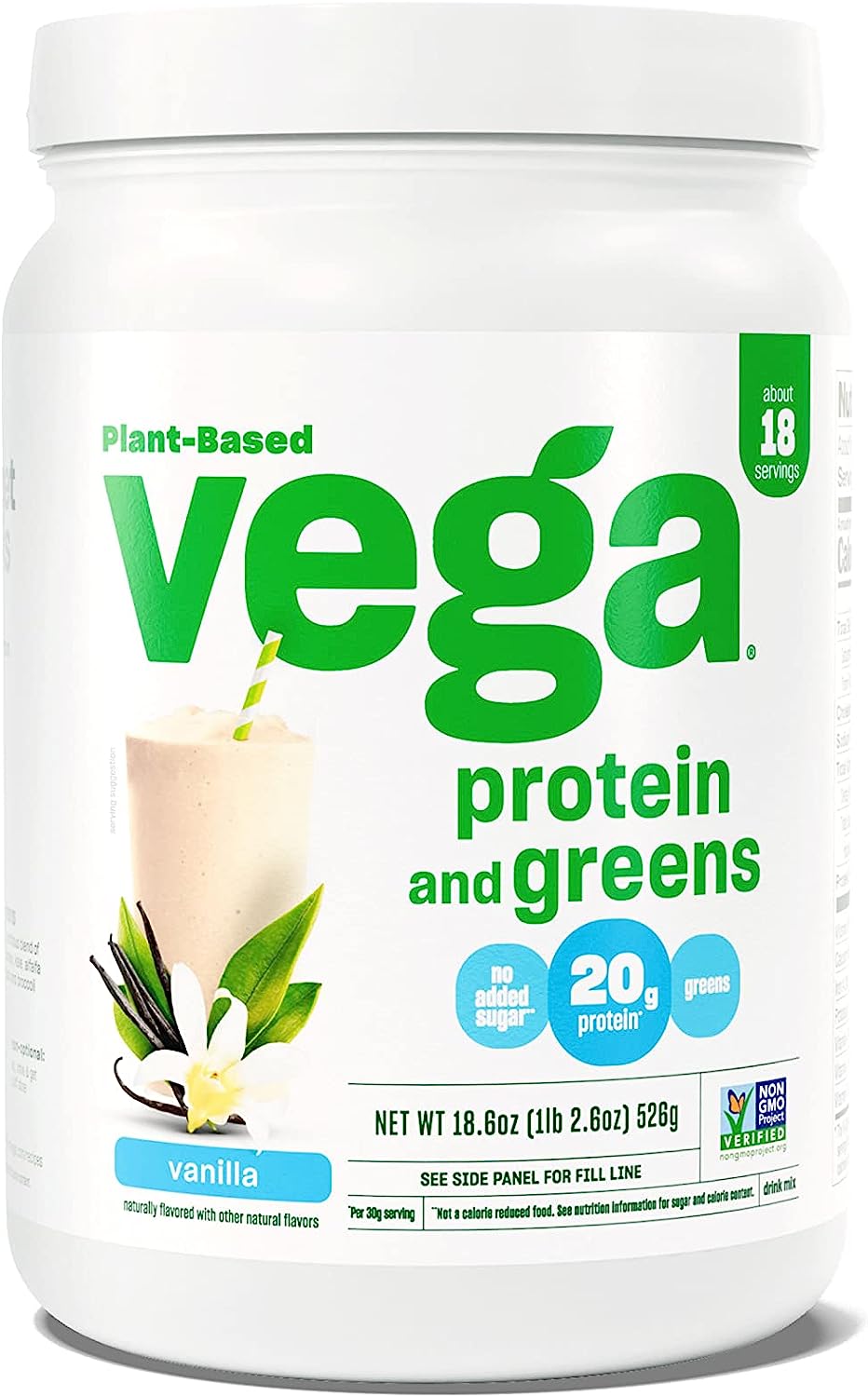 Vega Protein and Greens Protein Powder, Vanilla - 20g Plant Based Prot