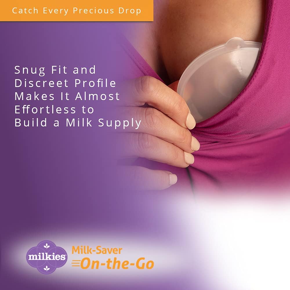 Milkies Milk-Saver On-The-Go, Breast Milk Collecting Shells And Nipple Shield, Discreet And Silicone-Free Catcher For Breastmilk, Collector Cups For Nursing & Breastfeeding, Holds More Than 1Oz : Baby