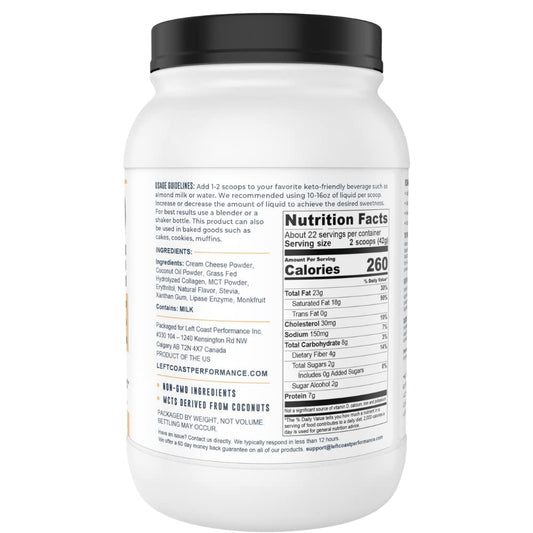 16Oz Cheesecake Keto Meal Replacement Shake - Low Carb Keto Protein Powder Mix, High Fat Protein Shake With Mcts From Coconut Oil Powder, Collagen Peptides And Real Usa Cream Cheese - 2 Net Carbs